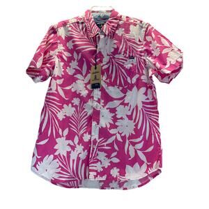 Chubbies The Blossom Friday Shirt Mens Medium Pink White Floral Button Down NWT